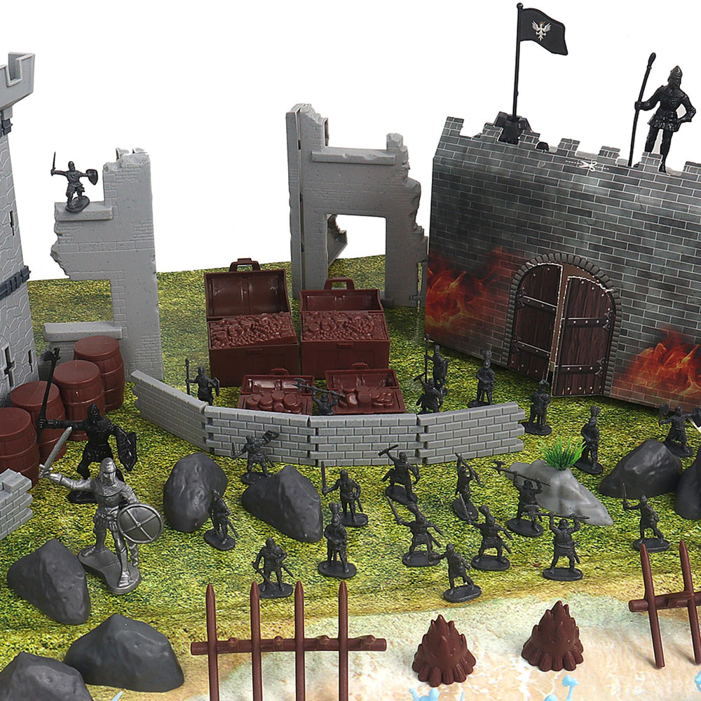 Plustopoy knight figures enable immersive role-play and collaborative games.