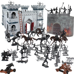 Plustopoy medieval castle toy set with detachable pieces for imaginative play.