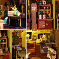 Plustopoy miniature house kit with LED light for ambient display.