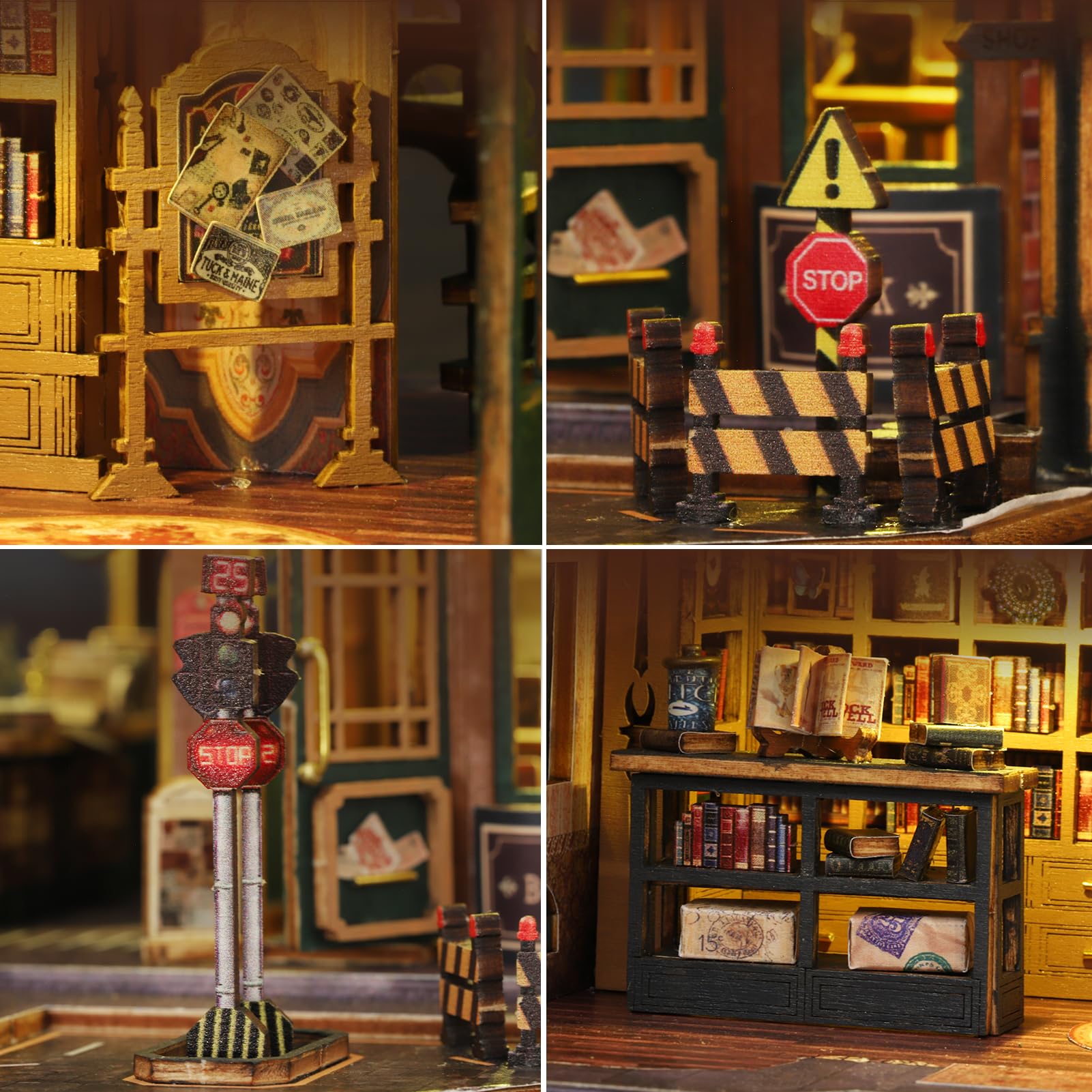 Plustopoy miniature house parts show precise wooden craftsmanship
