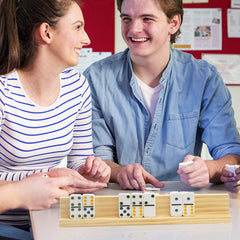 Plusvivo eight-pack domino trays ready for large groups and varied games