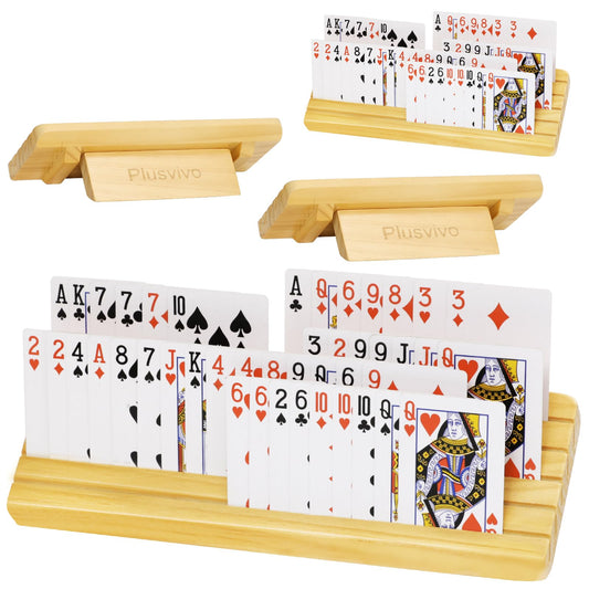 Plusvivo extended-stand card holders family set for Canasta and Bridge