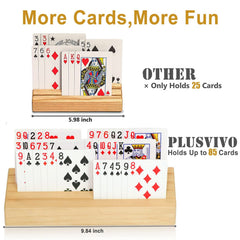 Plusvivo pine card holder with side slots showing cards clearly
