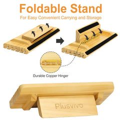 Plusvivo wooden card holder with 12-inch tray for clear viewing