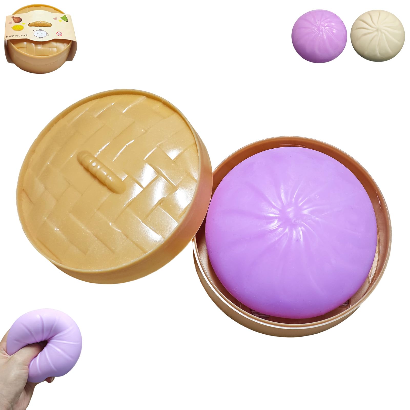 PMDYBY Giant Dumpling Squishy purple front view, perfect desk stress relief on the go