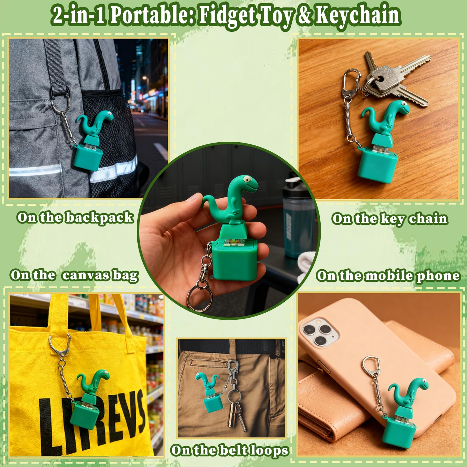 PMDYBY Lizard keychain attaches to bags for on-the-go sensory play.