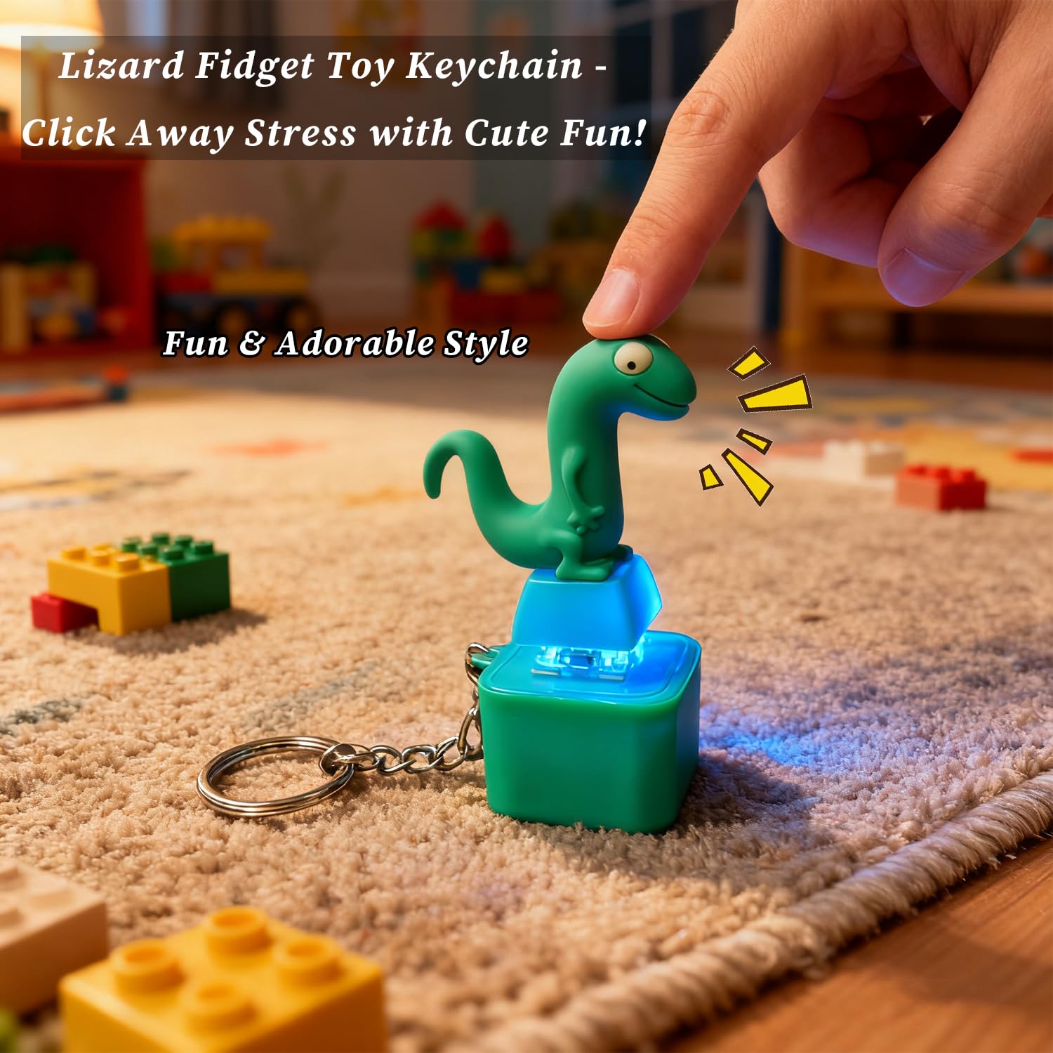 PMDYBY Lizard keychain click mechanism delivers tactile feedback and focus.