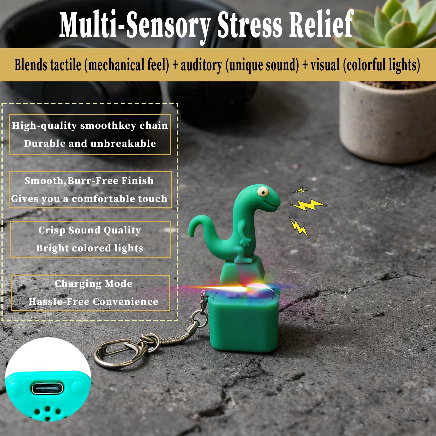 PMDYBY Lizard keychain desk-use accessory with stimulating sounds and lights.