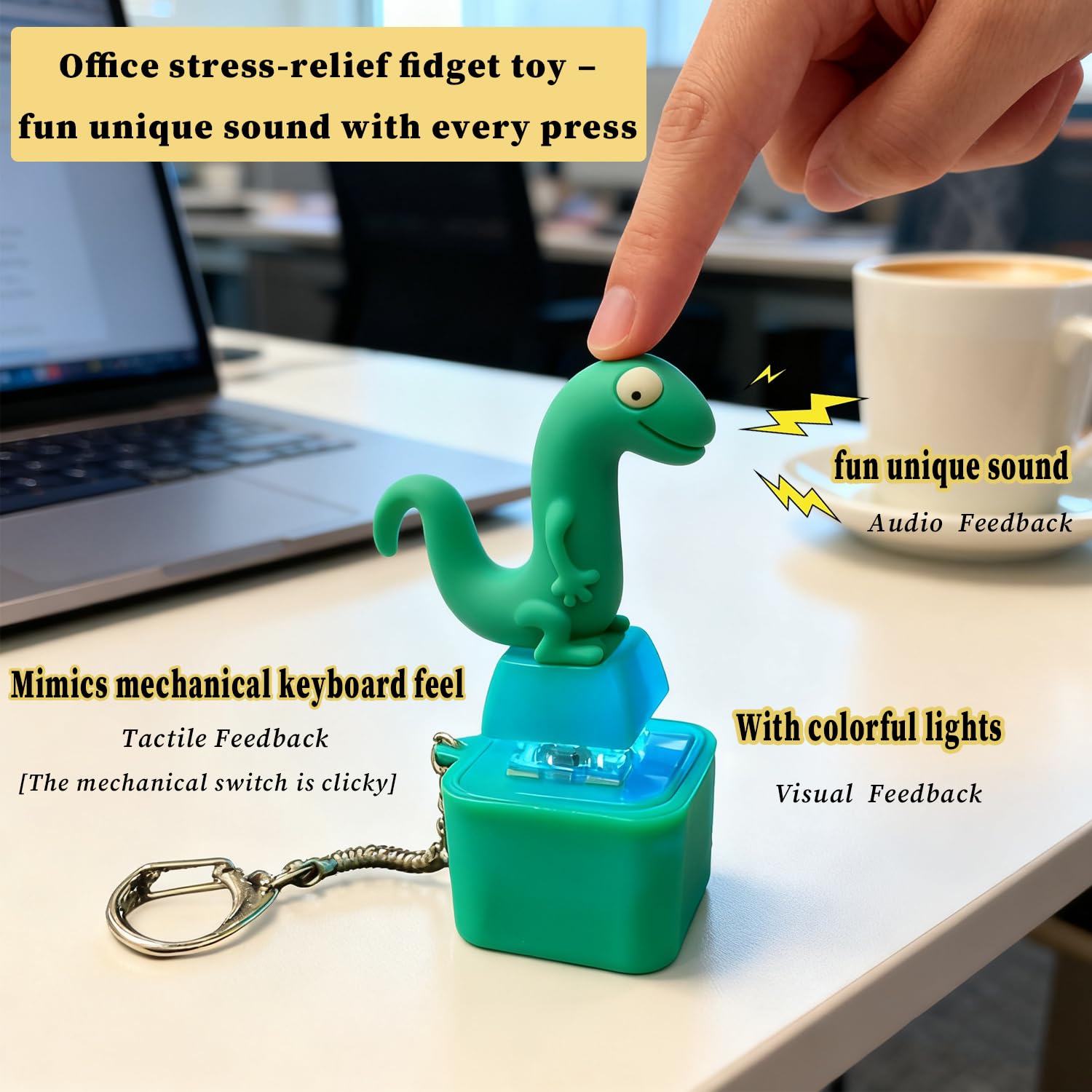 PMDYBY Lizard keychain USB-C charging for quick, long-lasting power.