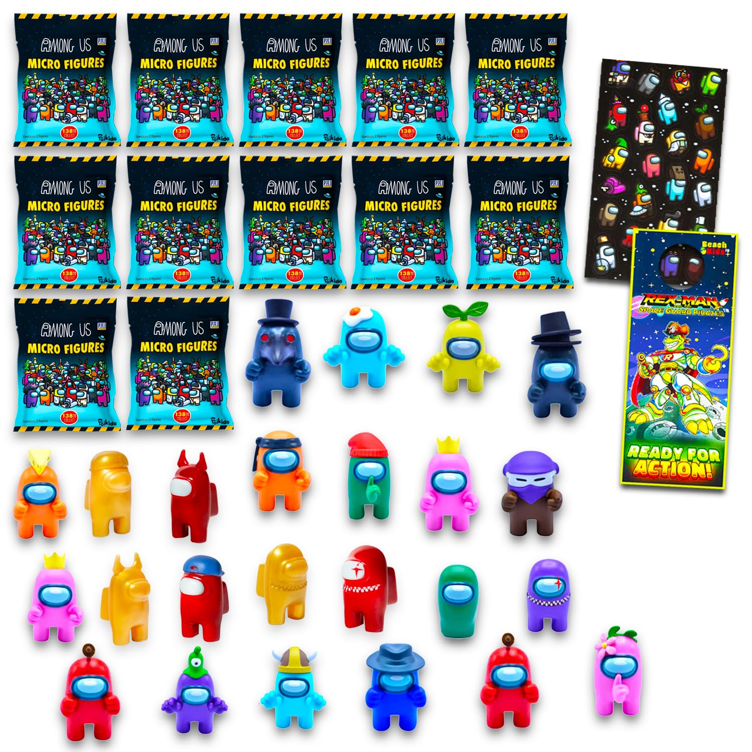 P.M.I. Among Us 12 blind bags reveal two crewmate figures for party favors.