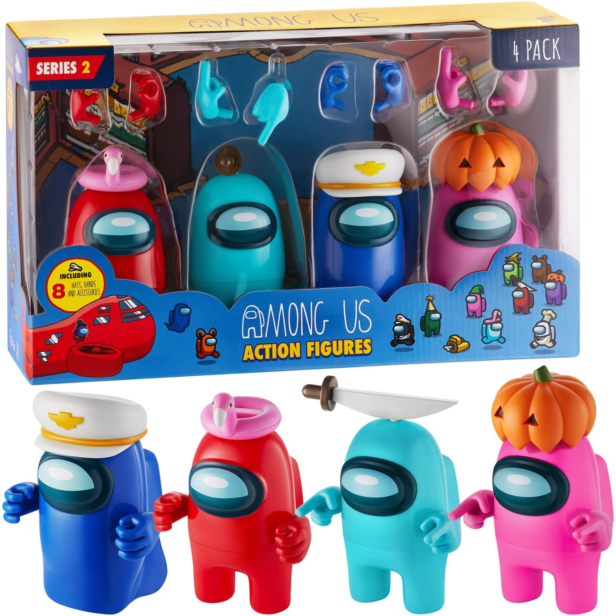 P.M.I. Among Us red crewmate with floaty flamingo hat for display and play