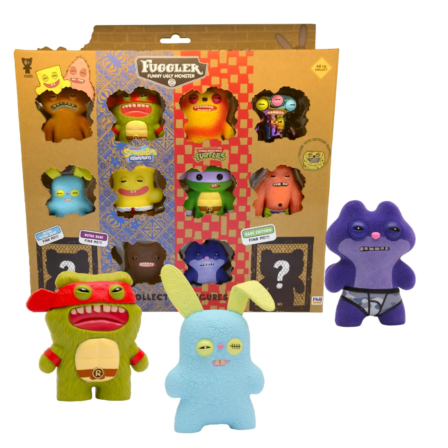 PMI Fuggler Series 2 12-pack window box display showcasing twelve quirky figures for shelf display.