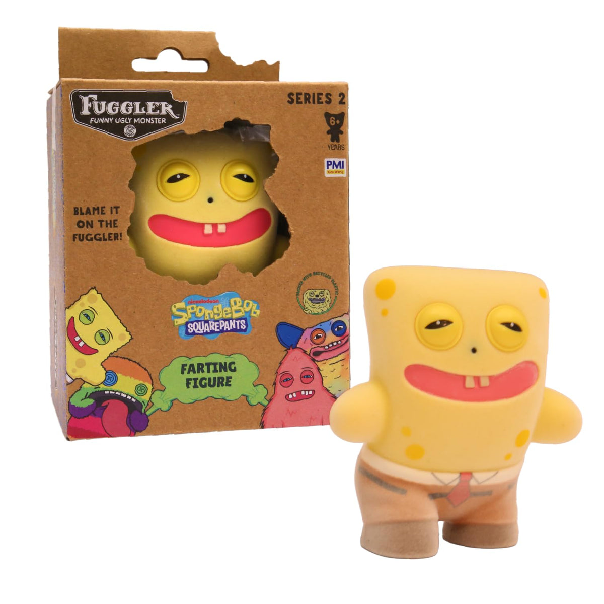PMI Fuggler Series 2 SpongeBob farting figure for playful pranks and display.