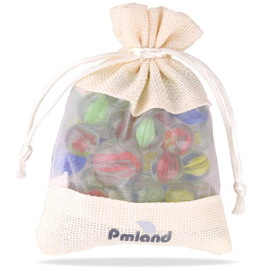 PMLAND cats eyes glass marbles set for sling shot play, durable and colorful.