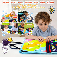Pnooe Busy Board threading game to improve concentration and dexterity