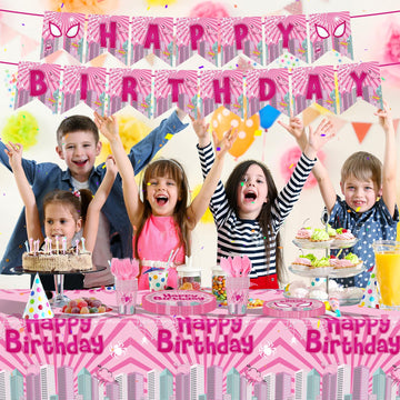 Pnuocax birthday banner adds festive focal point to the party.