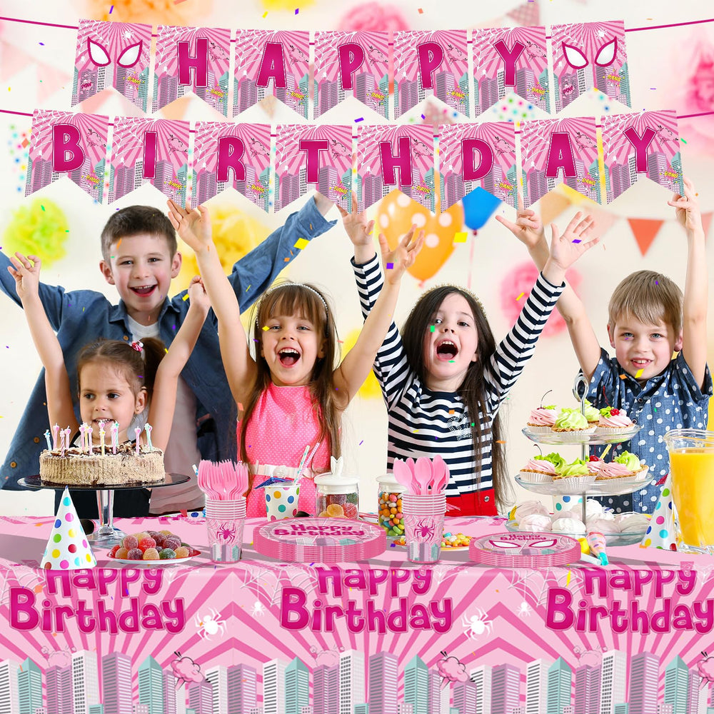 Pnuocax birthday banner adds festive focal point to the party.