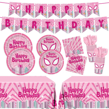 Pnuocax pink spider plates 9-inch for easy party serving.