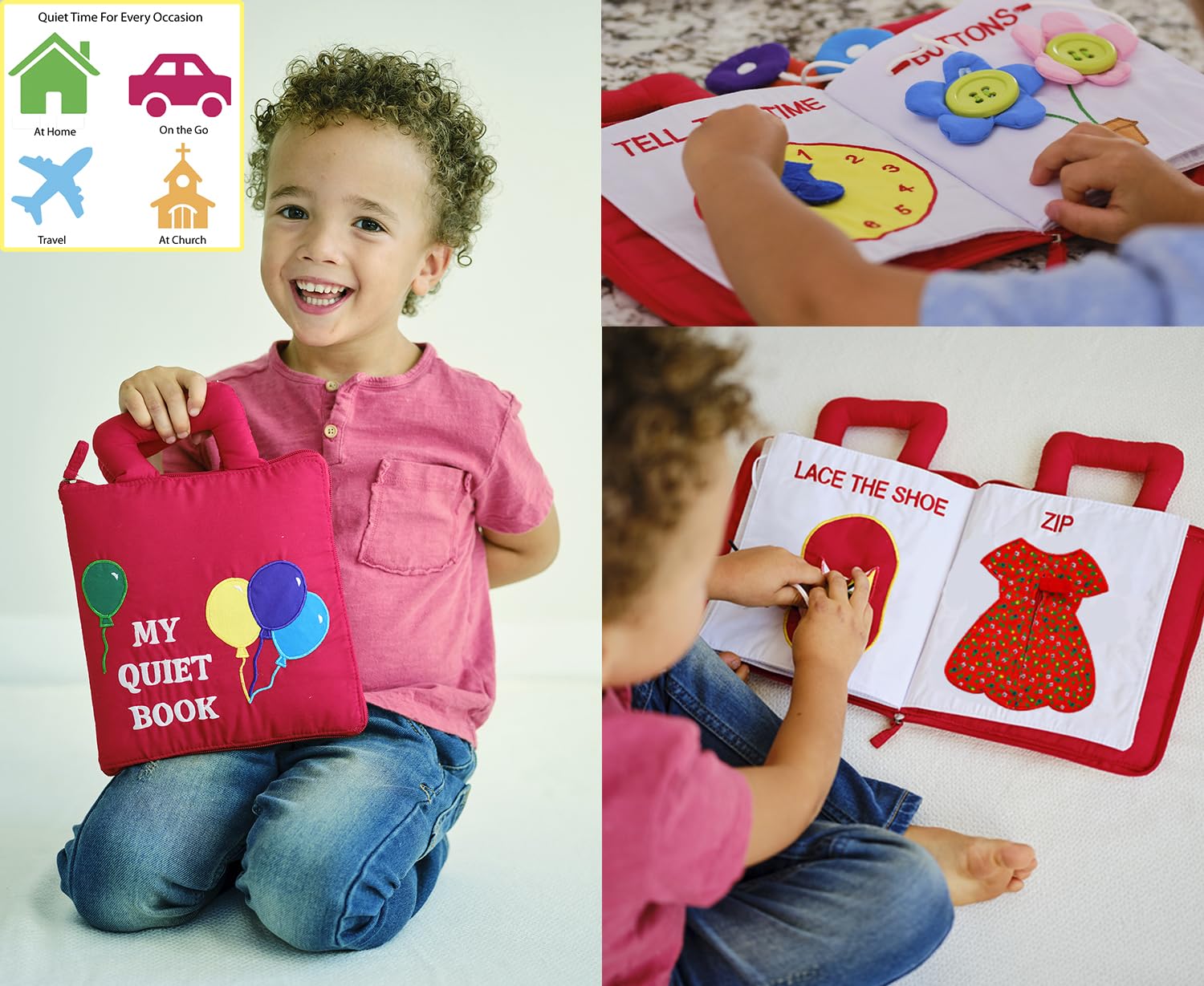Pockets of Learning My Quiet Book Montessori inspired activities foster independent exploration.