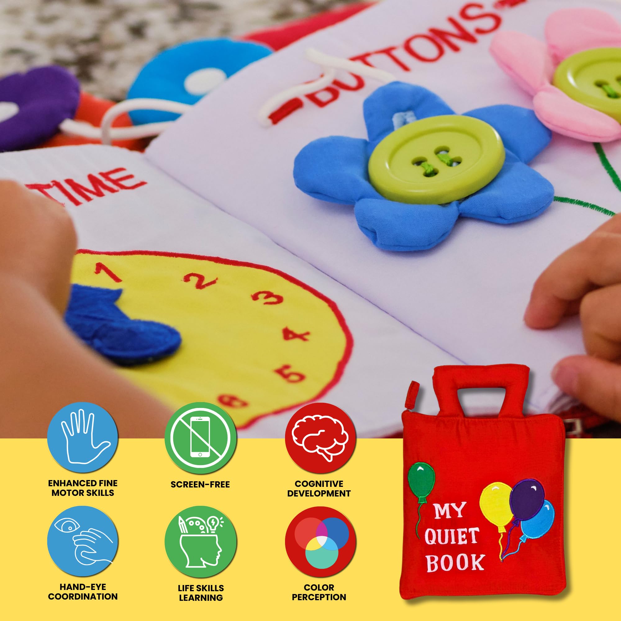 Pockets of Learning My Quiet Book shapes and colors page supports early recognition.
