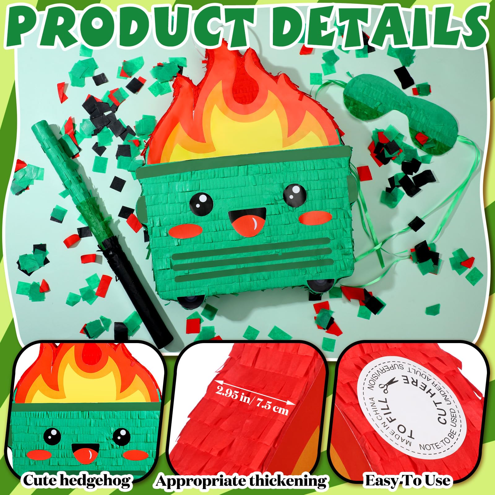 Poen Dumpster on Fire Pinata confetti bag sparks festive moments.