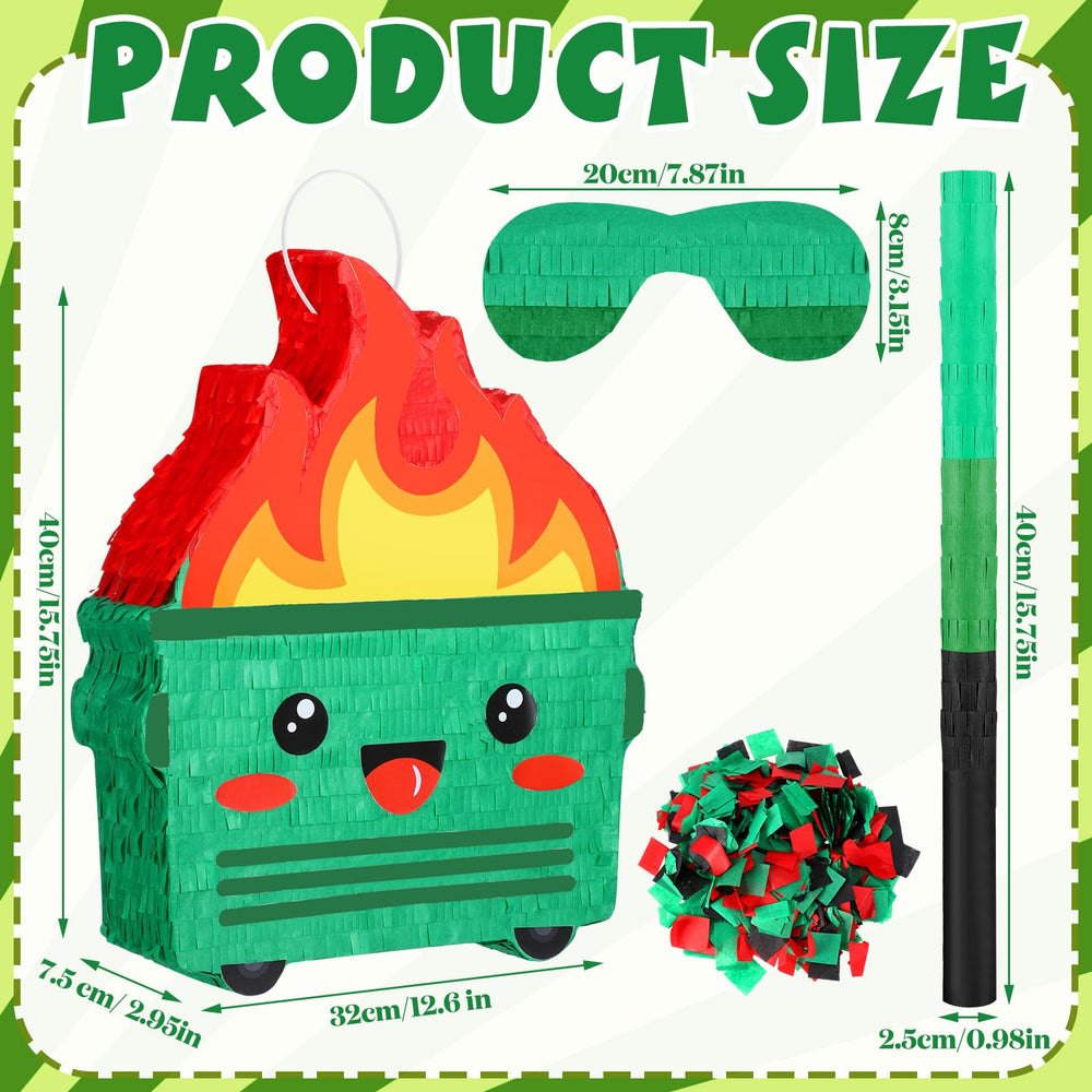 Poen Dumpster on Fire Pinata with bat included for interactive party games.