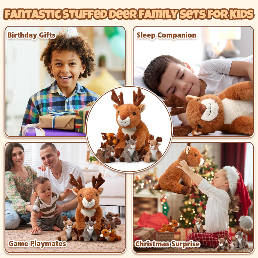 Poen plush deer belly zipper enables imaginative play and easy re-stuffing for kids