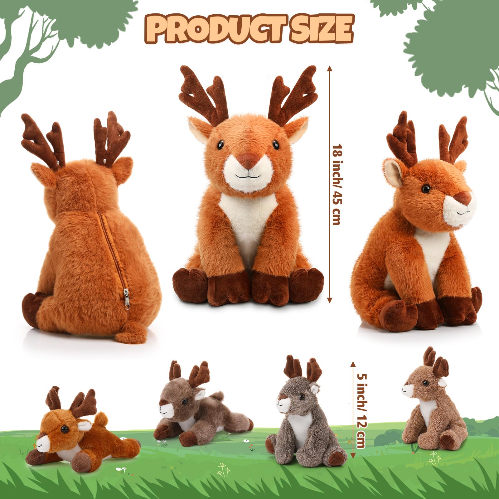 Poen plush deer fawn 12cm in vibrant colors for imaginative woodland play