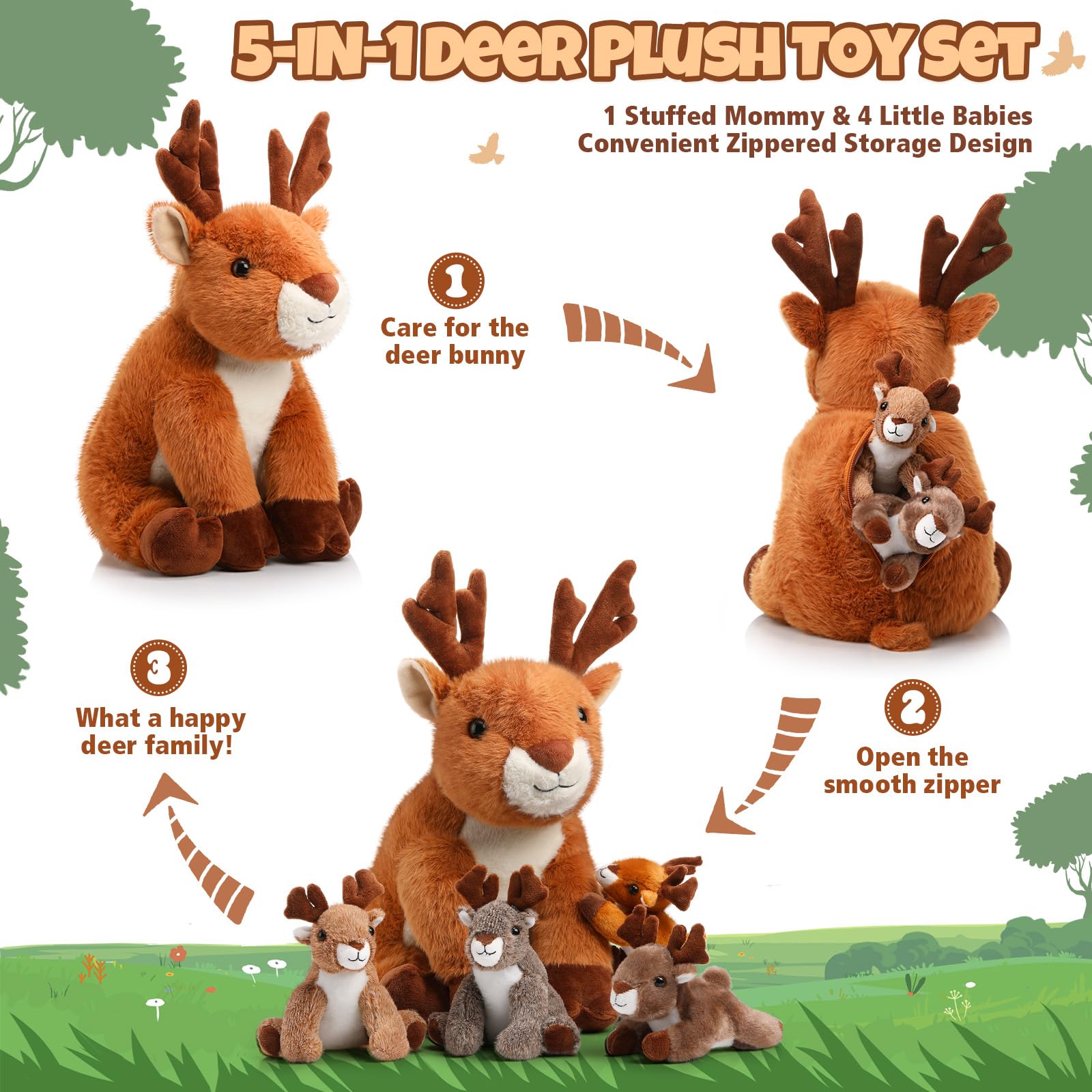 Poen plush deer fawn 12cm in varying colors for versatile display and hugs