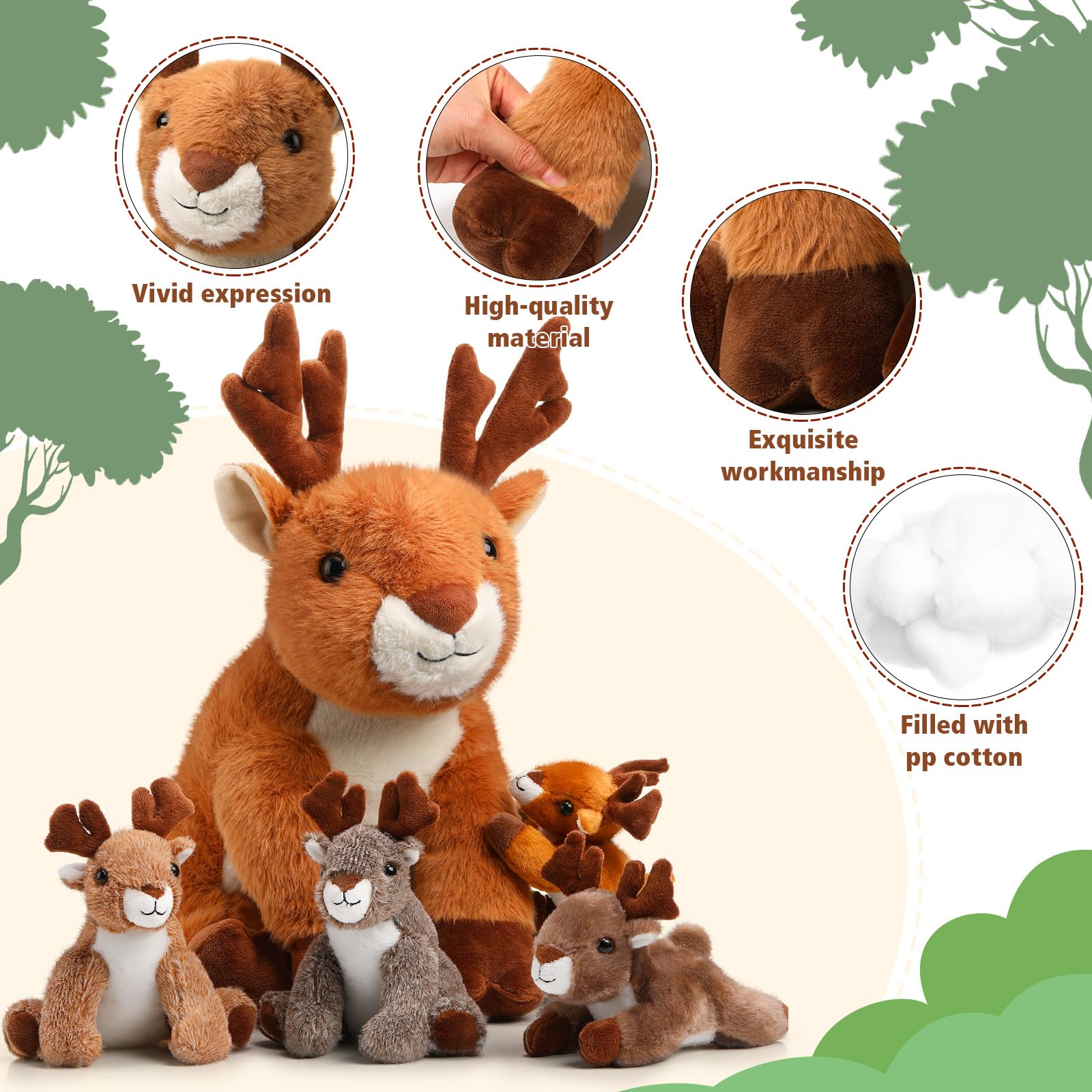 Poen plush deer fawn 12cm in different poses for storytime adventures
