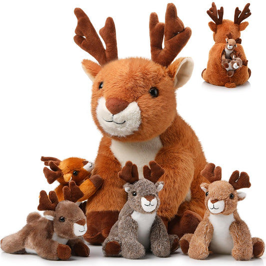 Poen plush deer mother 16-inch sitting for comforting bedtime companions