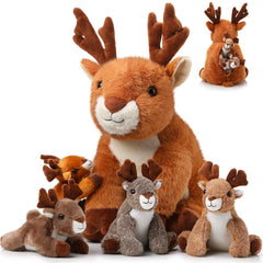 Poen plush deer mother 16-inch sitting for comforting bedtime companions