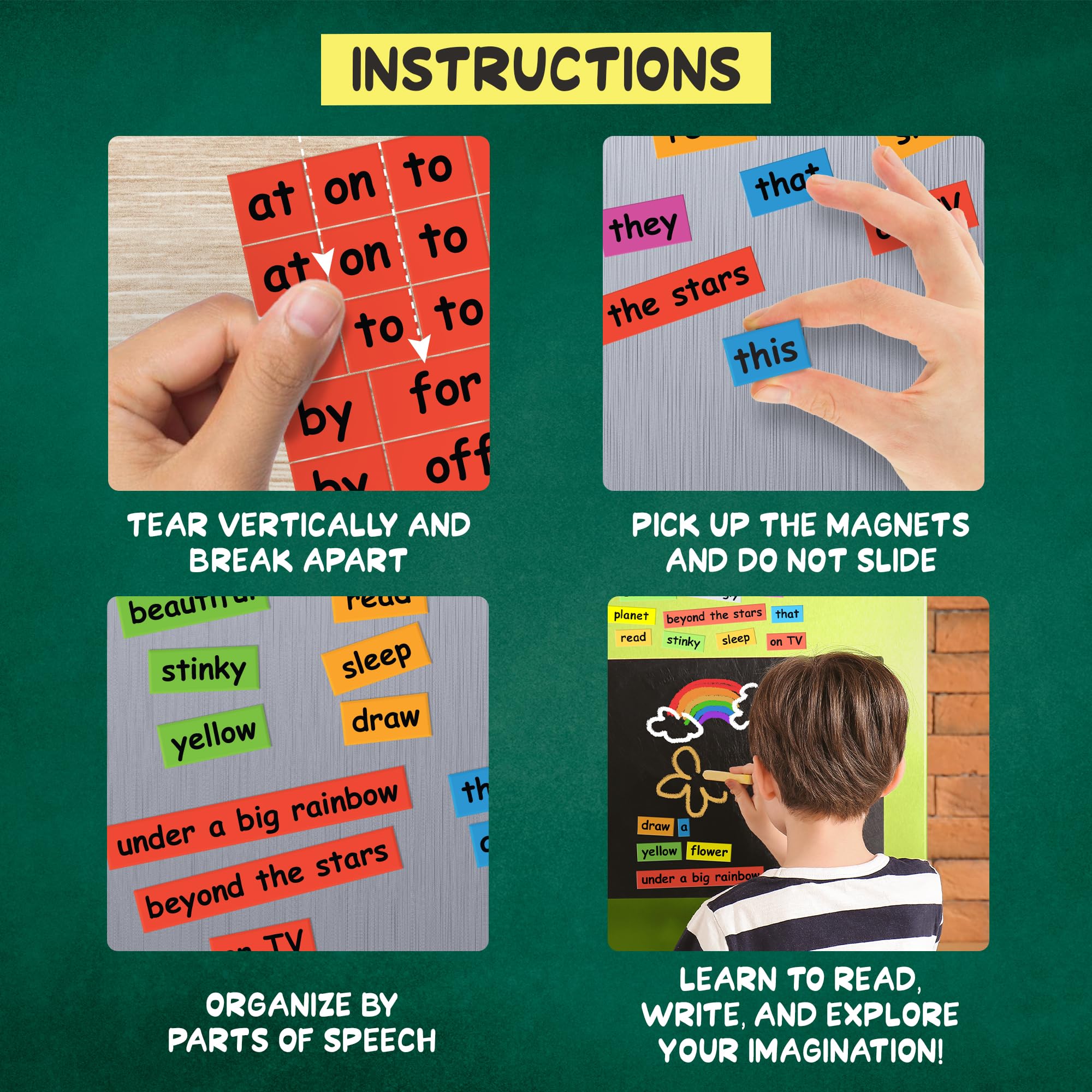 Poetry Tiles 632 color-coded sets streamline selecting nouns or verbs.