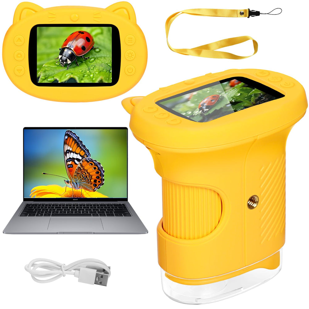 Pofaueo portable microscope screen view shows 1000x detail for curious kids