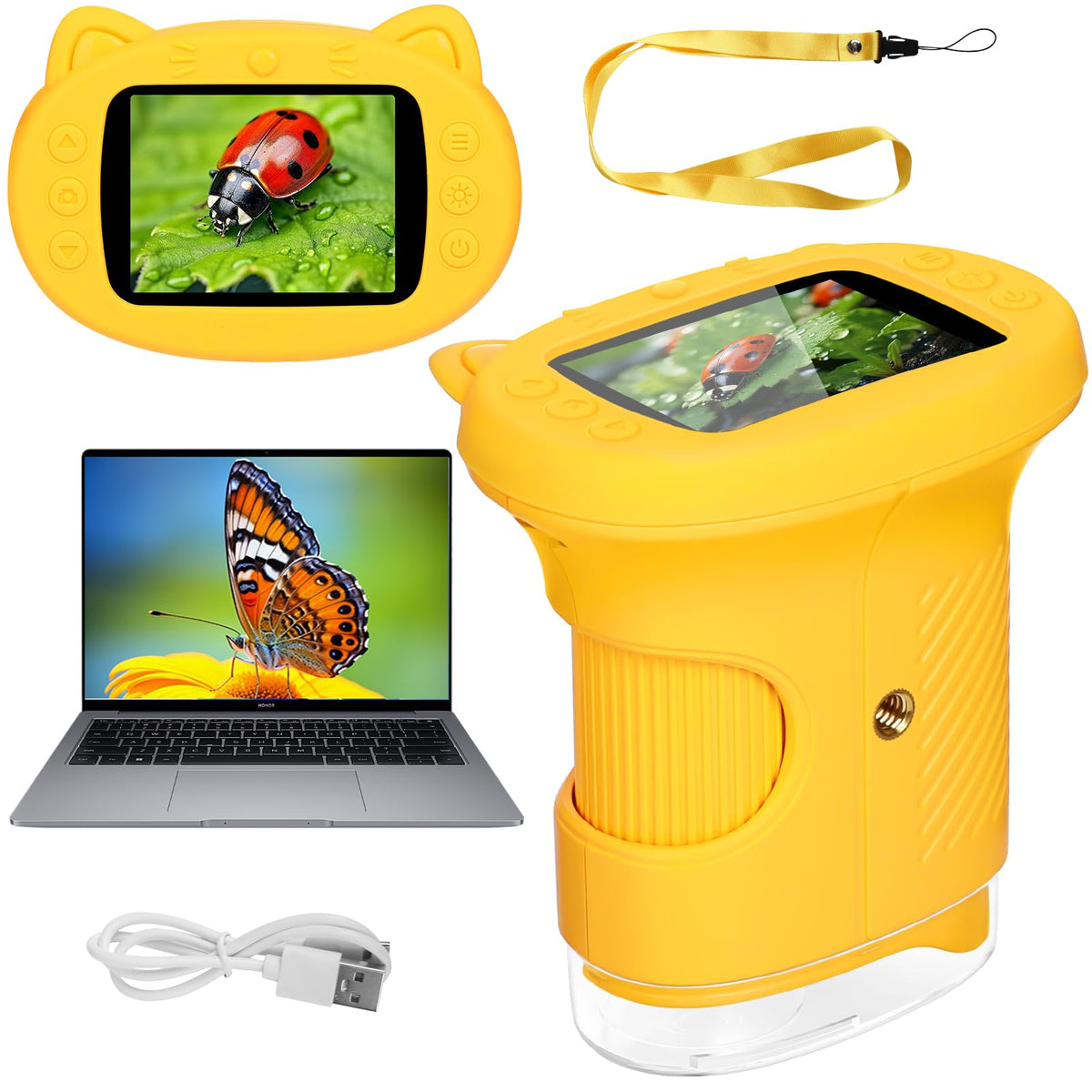 Pofaueo portable microscope screen view shows 1000x detail for curious kids