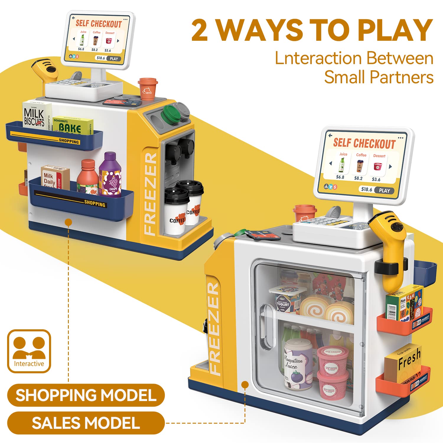 POFJOEQ cash register scanner and drawer creates realistic checkout play
