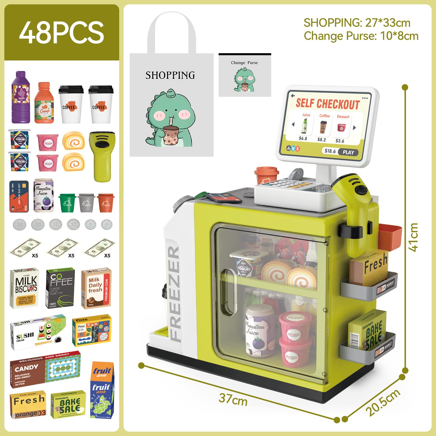 POFJOEQ cash register scanner for interactive checkout play.
