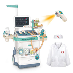 POFJOEQ deluxe doctor kit with cart and lights for imaginative play