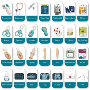 Thermometer and endoscope tools included for kid-friendly checks