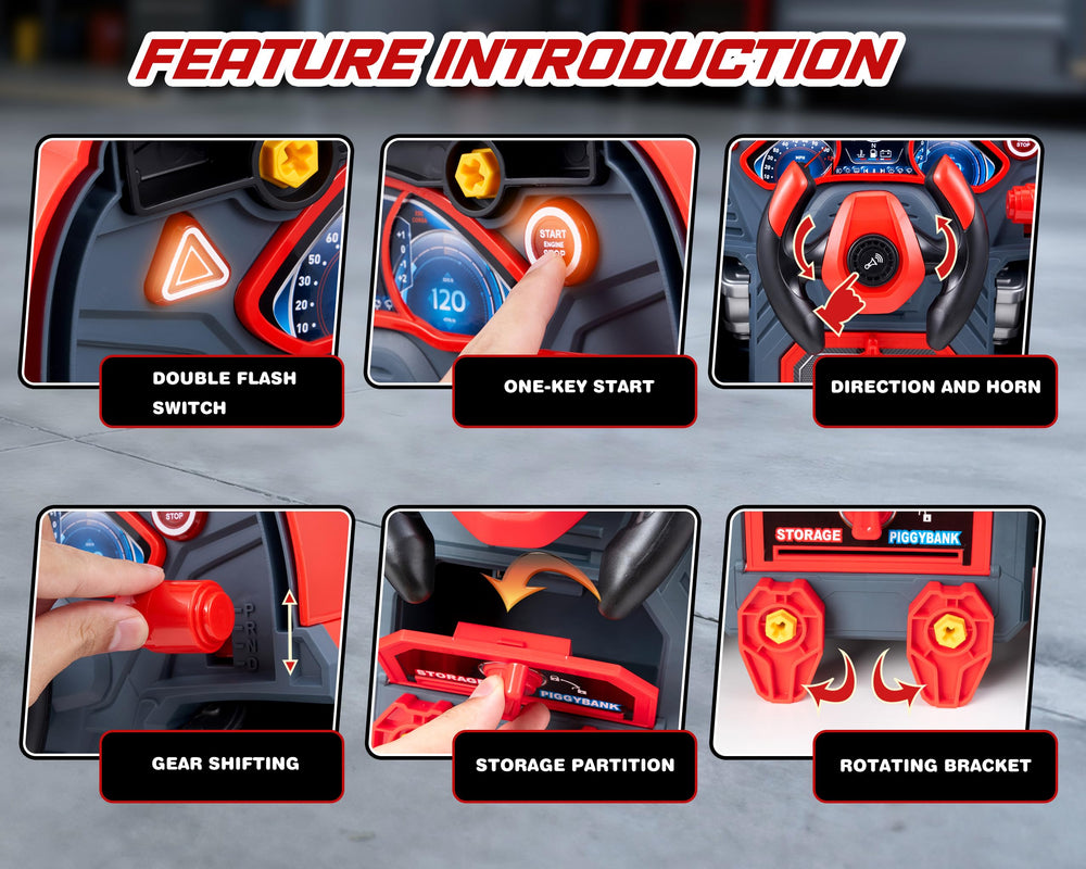 POFJOEQ Truck Engine Toy, dipstick and oil check for hands-on maintenance practice