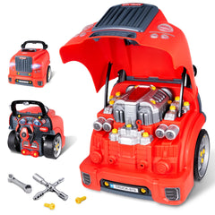 POFJOEQ Interactive Truck Engine Toy, front view with removable parts for hands-on repair play