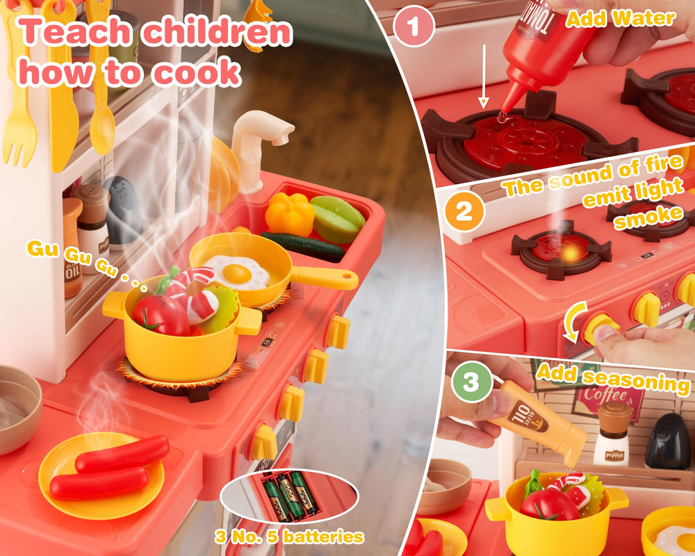 POFJOEQ red spray bottle adds a playful water spray during cooking.