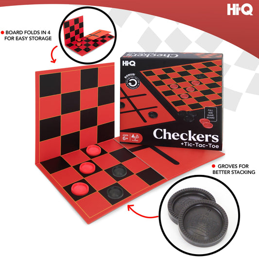 Point Games HI-Q Checkers interlocking pieces provide stable stacking during play