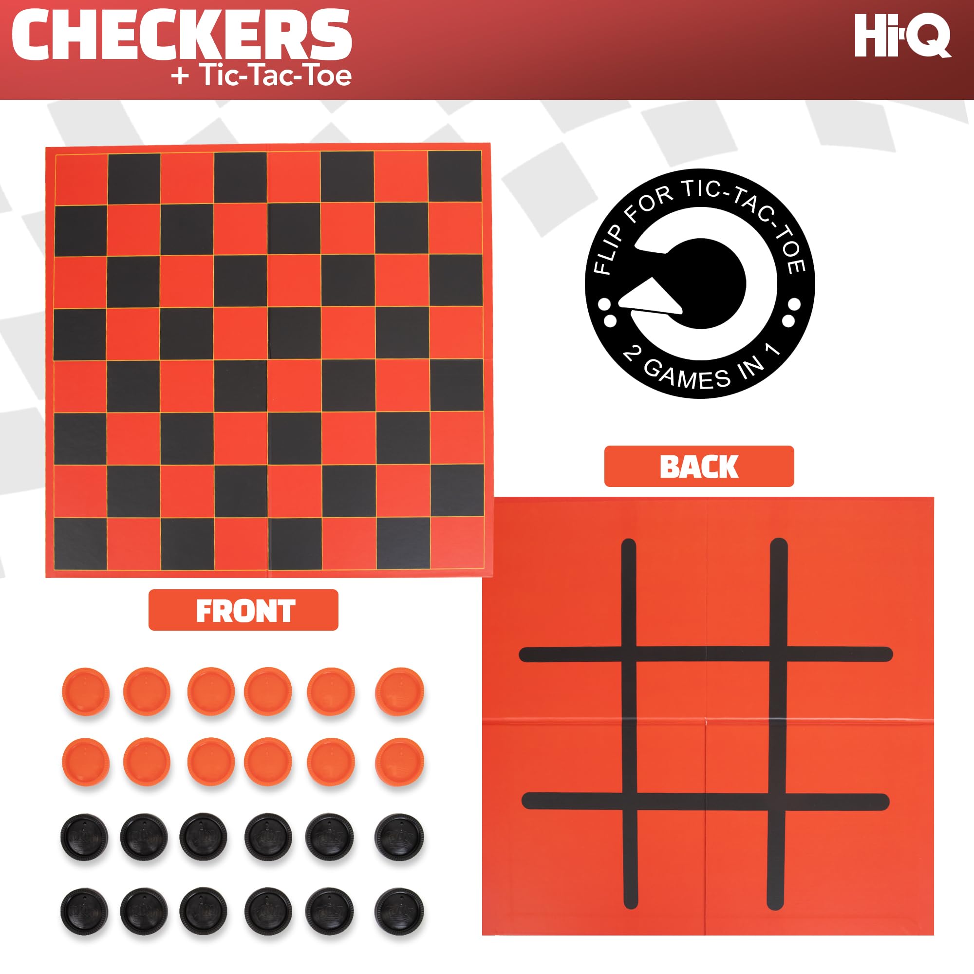 Point Games HI-Q Checkers tic-tac-toe grid enables fast game swaps for kids