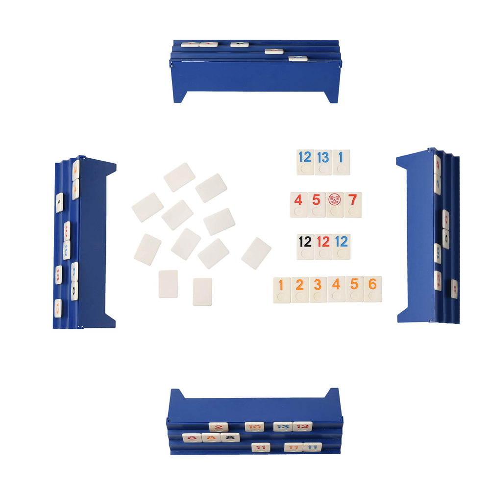 Play area showing tiles arranged on sturdy racks for clear visibility