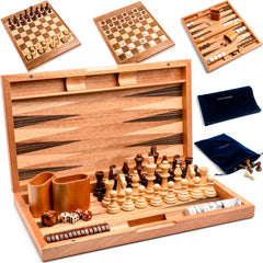 Pointworks 17-inch folding chess checkers backgammon board for on-the-go gaming