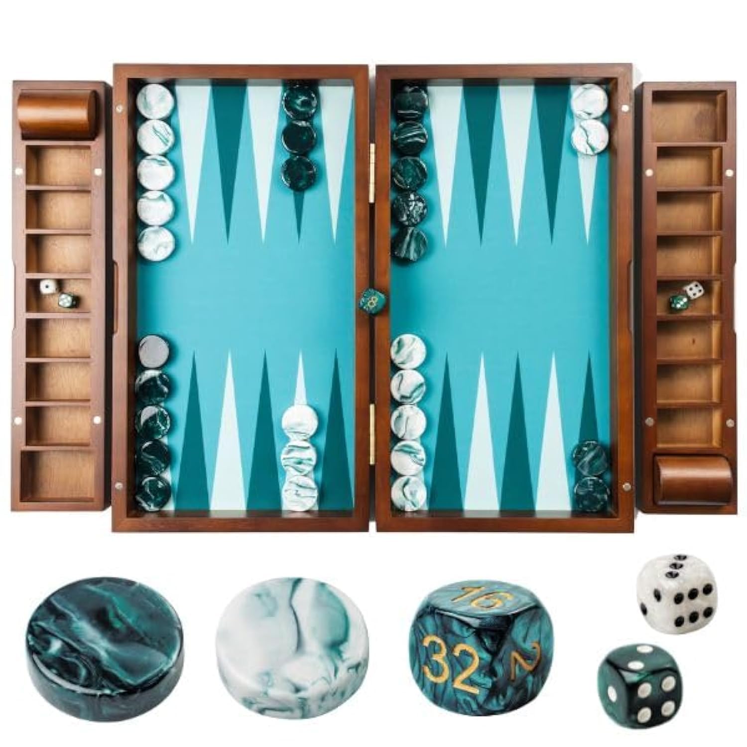Pointworks 20inch backgammon board with wooden case, premium craftsmanship.