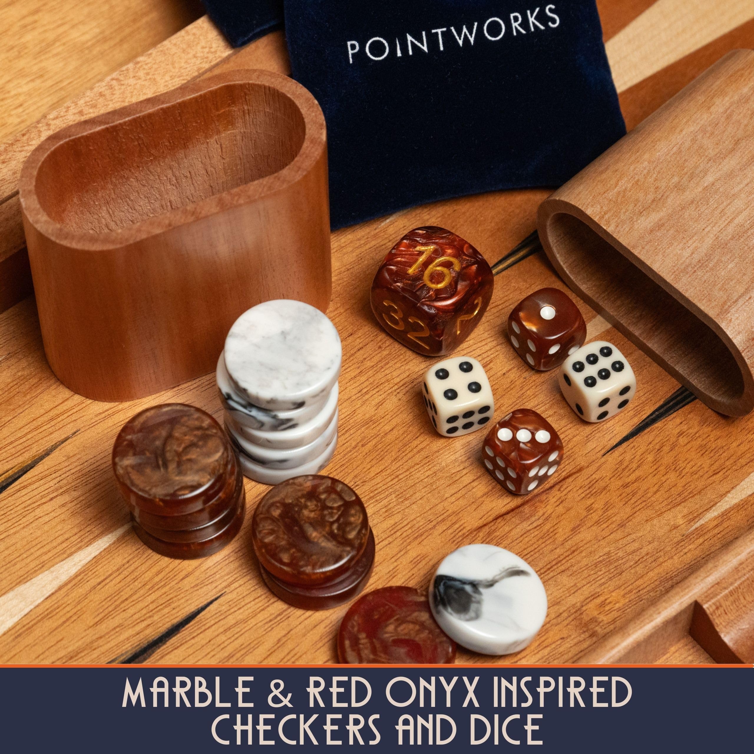 Pointworks 1.2 inch checkers marble acrylic pieces enhance visual appeal