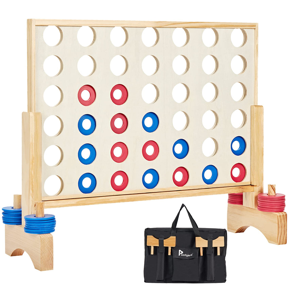 Pointyard Giant 4-in-Row board assembled for outdoor family fun.