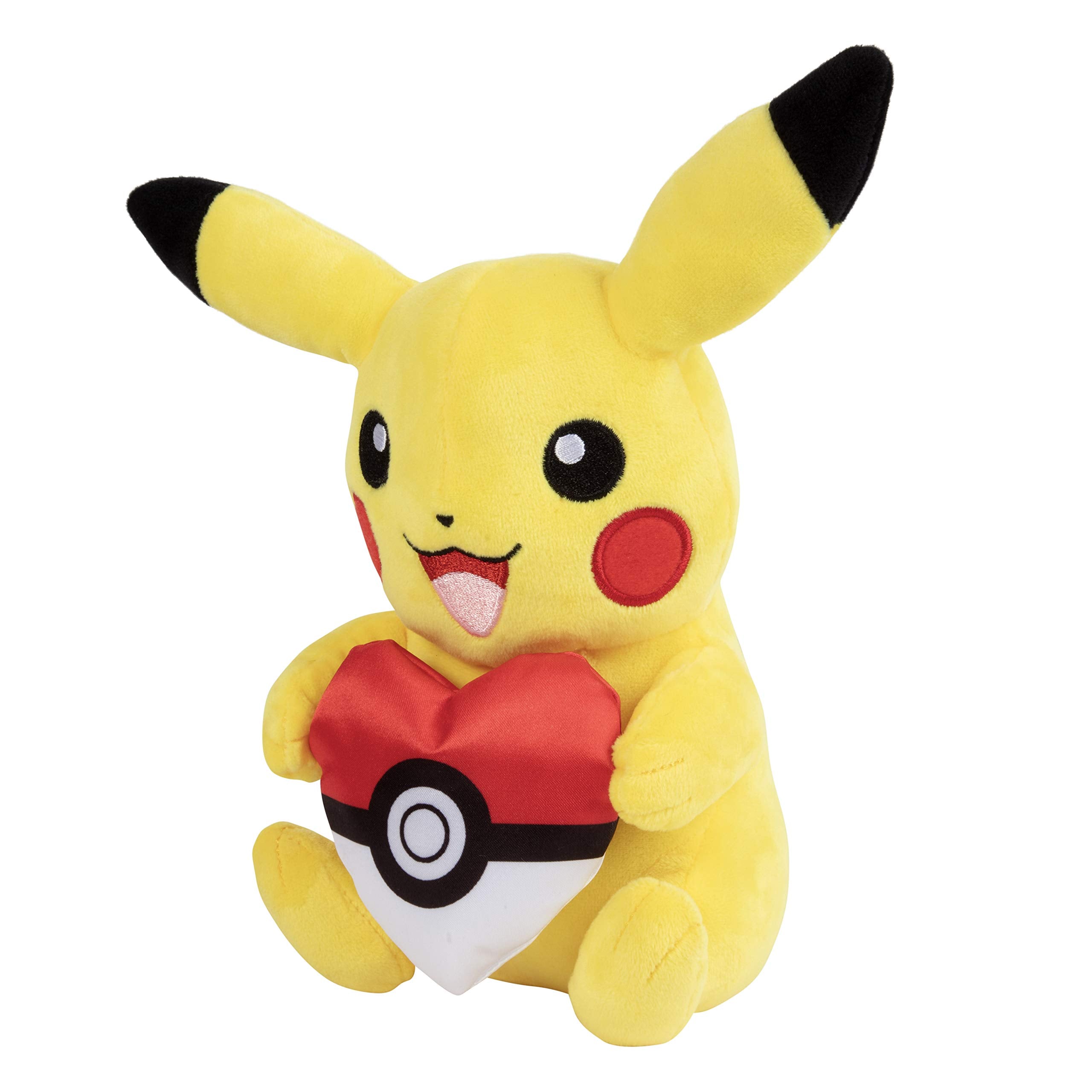 Close-up of Pikachu's friendly face in plush form, perfect for fan display.